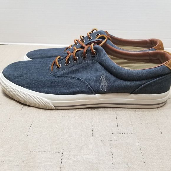 Polo Ralph Lauren Vaughn Shoes Men Size 10.5 D Blue Canvas Lace Up Sneakers - Picture 8 of 15